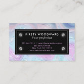 虹色レインボーグラディエントおよび銀箔の地層 名刺 (裏面)