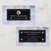 虹色レインボーグラディエントおよび銀箔の地層 名刺 (正面/裏面)