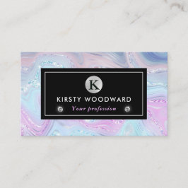 虹色レインボーグラディエントおよび銀箔の地層 名刺