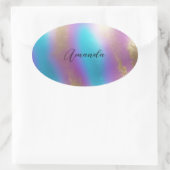 虹色レインボーグラム 楕円形シール (バッグ)