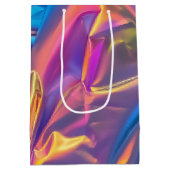 虹色レインボーメタリックパステルピンク、アクア ミディアムペーパーバッグ (裏面)