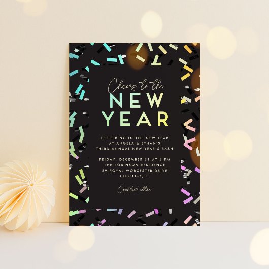 虹色レインボー紙吹雪大晦日パーティー 招待状