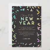 虹色レインボー紙吹雪大晦日パーティー 招待状 (正面)