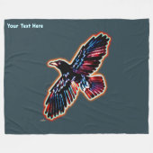 虹色レイヴン フリースブランケット (正面(横))