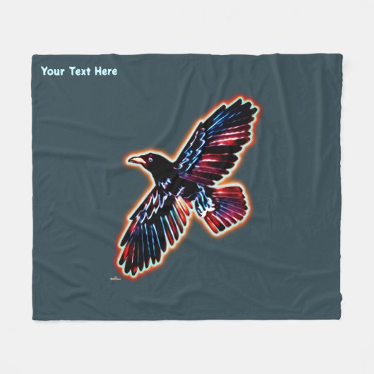 虹色レイヴン フリースブランケット (正面(横))