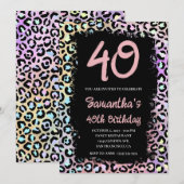 虹色レオパードの40歳の誕生日 招待状 (正面/裏面)