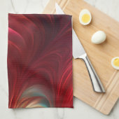 虹色レッド抽象芸術旋回 キッチンタオル (四つ折り)