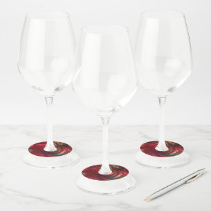 虹色レッド抽象芸術旋回 ワイングラスタグ