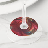 虹色レッド抽象芸術旋回 ワイングラスタグ (クローズアップ)