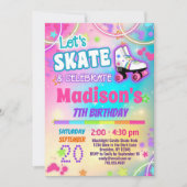 虹色ローラー スケート女子 招待状 (正面)