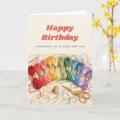 虹色刺繍糸 誕生日カード カード (黄色い花)