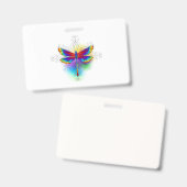 虹色多角形トンボ バッジ (正面＆裏面)