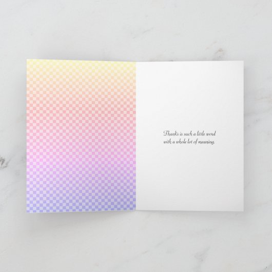 虹色市松模様にの勾配感謝してい付き カード (内部)