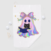 虹色幽霊と本と黒猫クラス ゴルフタオル (インサイチュ)