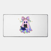 虹色幽霊と本と黒猫クラス デスクマット (正面)