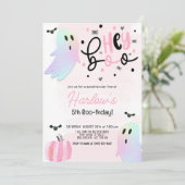 虹色幽霊ヘイブブピンクハロウィーン誕生日 招待状 (スタンド正面)