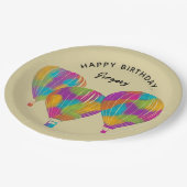 虹色彩の鮮やか気球パーソナライズされた ペーパープレート (アングル)
