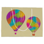 虹色彩の鮮やか気球パーソナライズされた ラージペーパーバッグ (裏面)