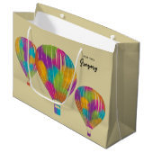 虹色彩の鮮やか気球パーソナライズされた ラージペーパーバッグ (正面アングル)