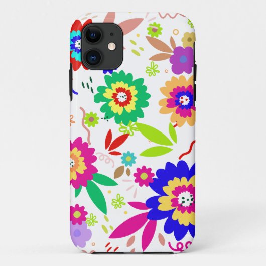 虹色数々のの花と葉デザイン Case-Mate iPhoneケース (裏面)