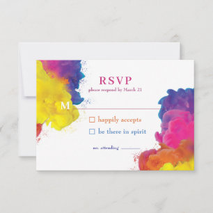 虹色爆発結婚式RSVP 出欠カード