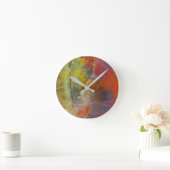 虹色石化木材 ラウンド壁時計 (ホーム)