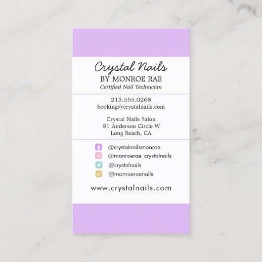 虹色結晶ネイリスト美しいサロンブ 名刺 (裏面)