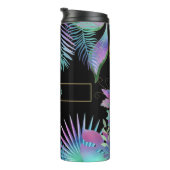 虹色葉熱帯ティール（緑がかった色）、DIY名、黒 タンブラー (回転右)