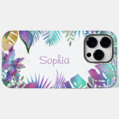 虹色葉熱帯、紫の名前、白 Case-Mate iPhoneケース (裏面 (横))