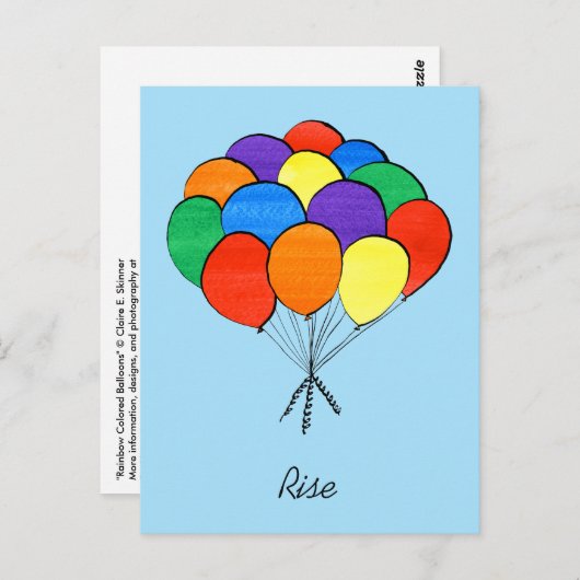 虹色風船立ち上がり葉書 ポストカード (正面/裏面)