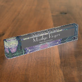 虹色、ハートの砂糖のスカル デスクネームプレート (側面)