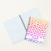 虹色 偽 グリッター ハート 明るい カラフル オーダーメイド ノートブック (内部)