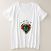 虹色I愛ハートの雄鹿を除去します プラスサイズTシャツ (デザイン正面)