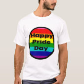 虹色LGBTQハッピープライドデイのお祝い Tシャツ (正面)