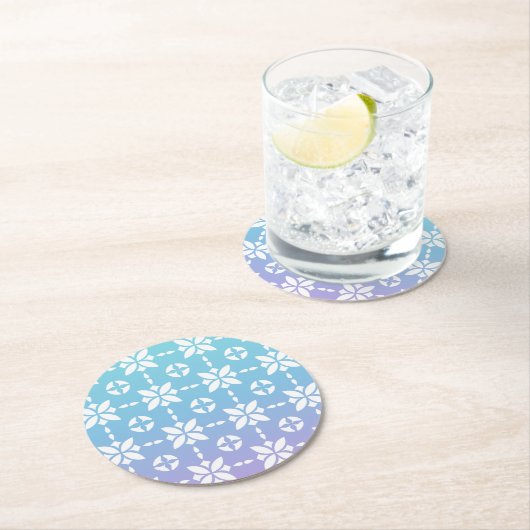 虹花カラフル柄 ラウンドペーパーコースター (インサイチュ)