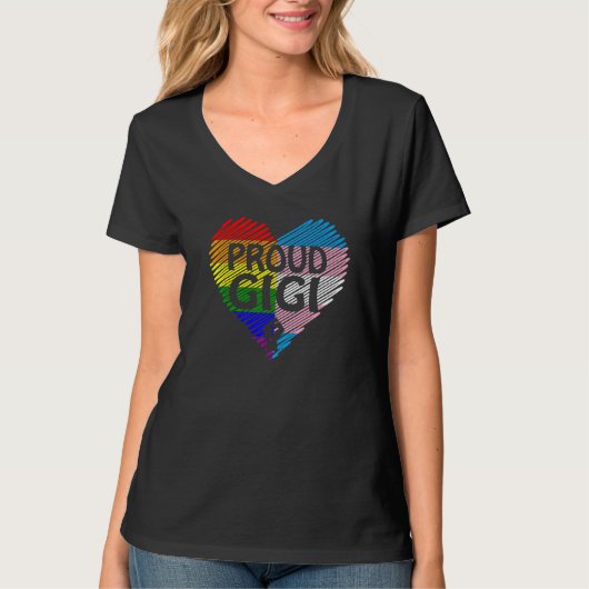 虹誇りを持ったとトランスジェンダーの国旗を持つGigi Lgbt Tシャツ (正面)