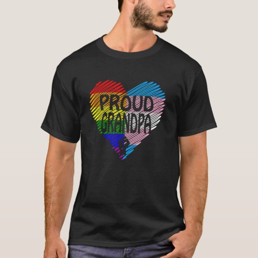 虹誇りを持ったとトランスジェンダーFlのグランドパLgbt Tシャツ (正面)