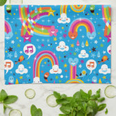 虹雨低下のハートパターンを曇らせます キッチンタオル (折り畳み)