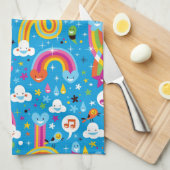 虹雨低下のハートパターンを曇らせます キッチンタオル (四つ折り)