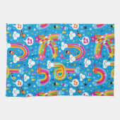 虹雨低下のハートパターンを曇らせます キッチンタオル (横)