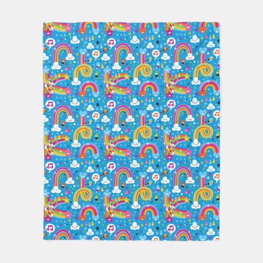 虹雨低下のハートパターンを曇らせます フリースブランケット (正面)