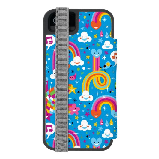 虹雨低下のハートパターンを曇らせます INCIPIO iPhoneウォレットケース (フォリオ裏面)