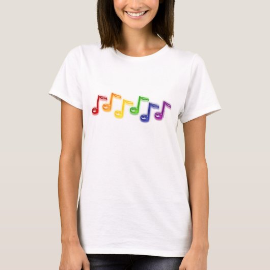 虹音楽は女性に注意します Tシャツ (正面)