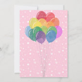 虹風船 ピンク バブル 誕生日 招待状 (裏面)
