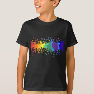 虹飛び散る落書芸術的きドリップ Tシャツ