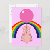 虹飛んでいるの上に浮かぶ豚 ポストカード (正面/裏面)