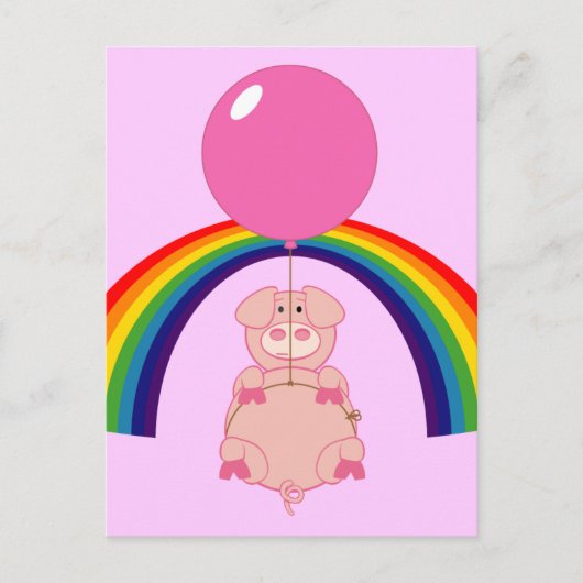 虹飛んでいるの上に浮かぶ豚 ポストカード (正面)