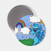 虹飛んでいるの青いユニコーン マグネット (正面/裏面)