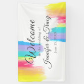 虹鮮やかの水彩へようこそ結婚 横断幕 (縦)