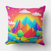 虹鮮やかの風景画 クッション (正面)